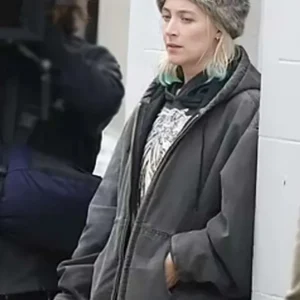 Saoirse Ronan The Outrun 2024 Grey Hooded Jacket