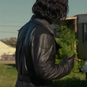 Shop Hit Man Glen Powell Leather Black Coat For Men And Women