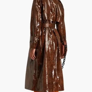 Shop Mabel Mora Only Murders in the Building S04 Brown Crocodile Coat