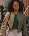 Shop Simone Hicks All American Homecoming Green Bomber Jacket