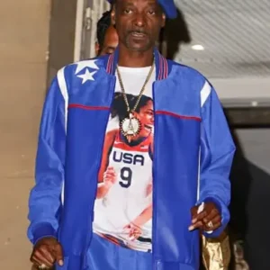 Snoop Dogg Paris Olympics 2024 Purple Leather Jacket For Sale