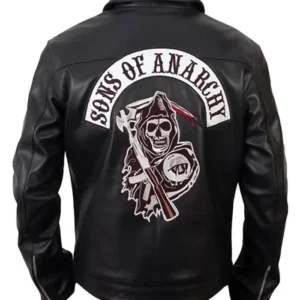 Sons Of Anarchy Black Biker Leather Jacket Back