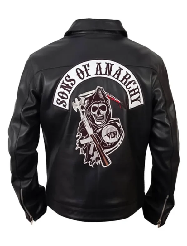 Sons Of Anarchy Black Biker Leather Jacket Back