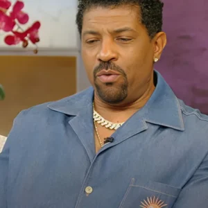 Tamron Hall Show Deon Cole Blue Denim Embroidered Shirt
