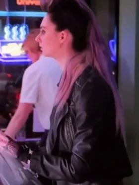 Tanya Reynolds Harold and the Purple Crayon Black Biker Jacket Side View