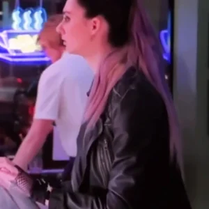 Tanya Reynolds Harold and the Purple Crayon Black Biker Jacket Side View