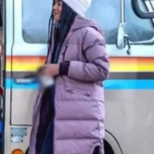 Tina Gates Weak Layers Purple Puffer Coat Side