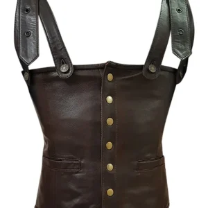 Tupac Amaru Shakur Strap Leather Vest Front