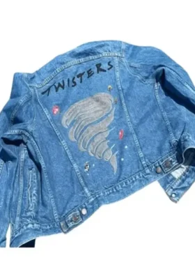 Twisters 2024 Glen Powell Denim Trucker Jacket Full View