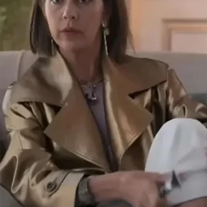 Upgraded Marisa Tomei Golden Faux Leather Jacket