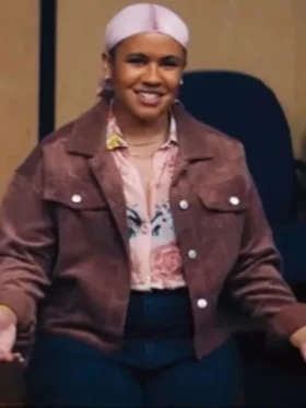 Vivian Fitting In Brown Suede Leather Jacket For Sale