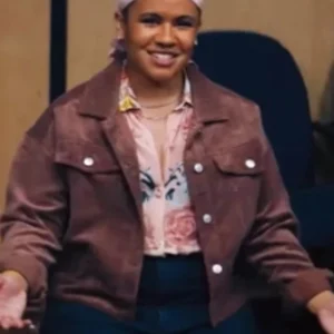 Vivian Fitting In Brown Suede Leather Jacket For Sale