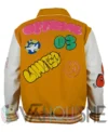 Yellow Boxy FYellow Boxy Fit Graffiti Varsity Jacket backit Graffiti Varsity Jacket back