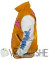 Yellow Boxy Fit Graffiti Varsity Jacket left