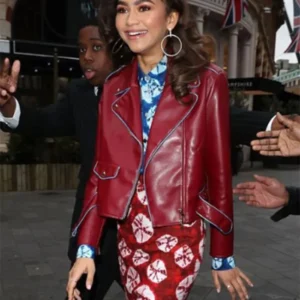 Zendaya Red Leather Jacket
