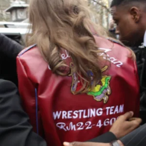 Zendaya Red Leather Jacket Back