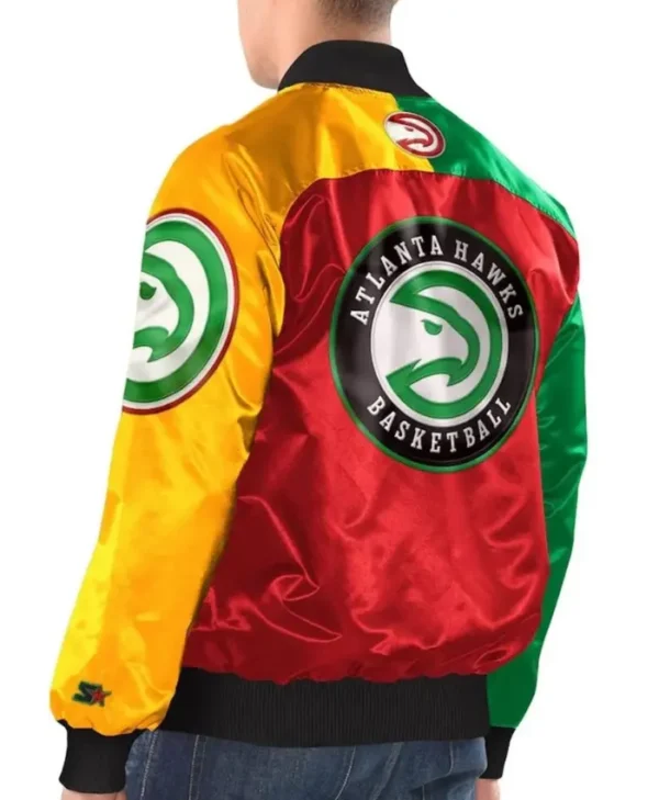 atlanta hawks basketball mopkins varsity jacket back