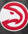 atlanta hawks black leather bomber jacket logo