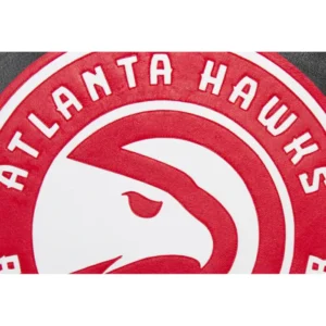 atlanta hawks black leather bomber jacket patched