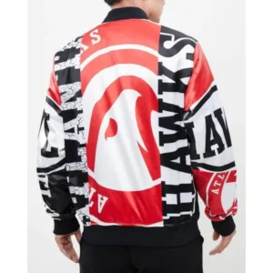 atlanta hawks lera conn satin varsity jacket back