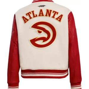 atlanta hawks red and white bomber jacket back