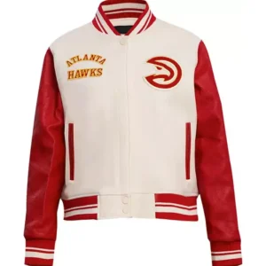 atlanta hawks red and white bomber jacket main