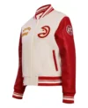 atlanta hawks red and white bomber jacket side
