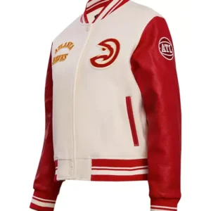 atlanta hawks red and white bomber jacket side