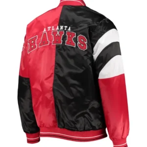 atlanta hawks red satin varsity jacket back
