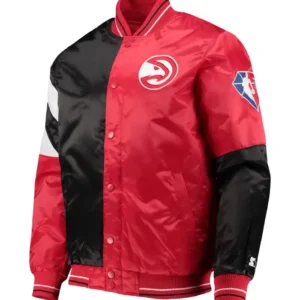 atlanta hawks red satin varsity jacket main