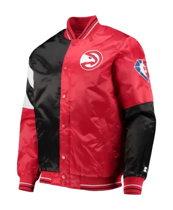 atlanta hawks red satin varsity jacket main