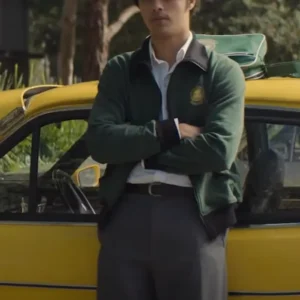 bilya last days of the space age green fleece bomber jacket