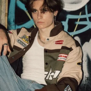 blackair brown boxy fit patched jacket boy