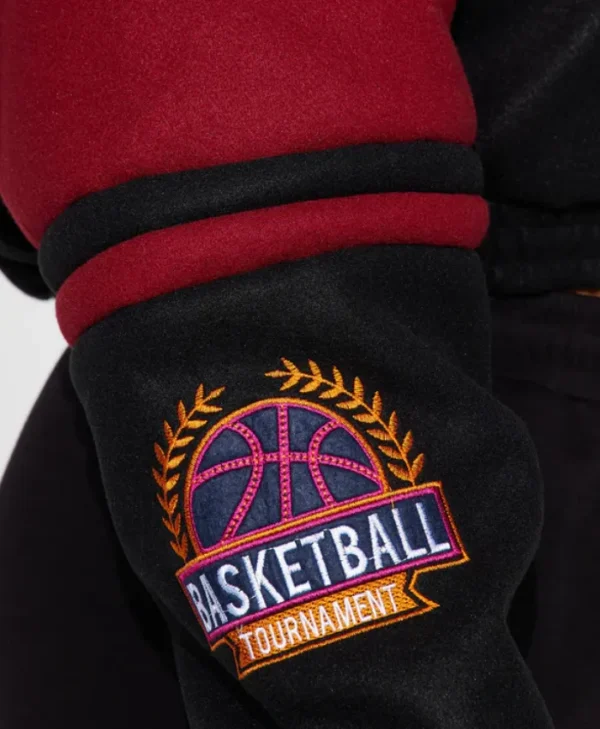 cropped black brooklyn hottie varsity jacket logo