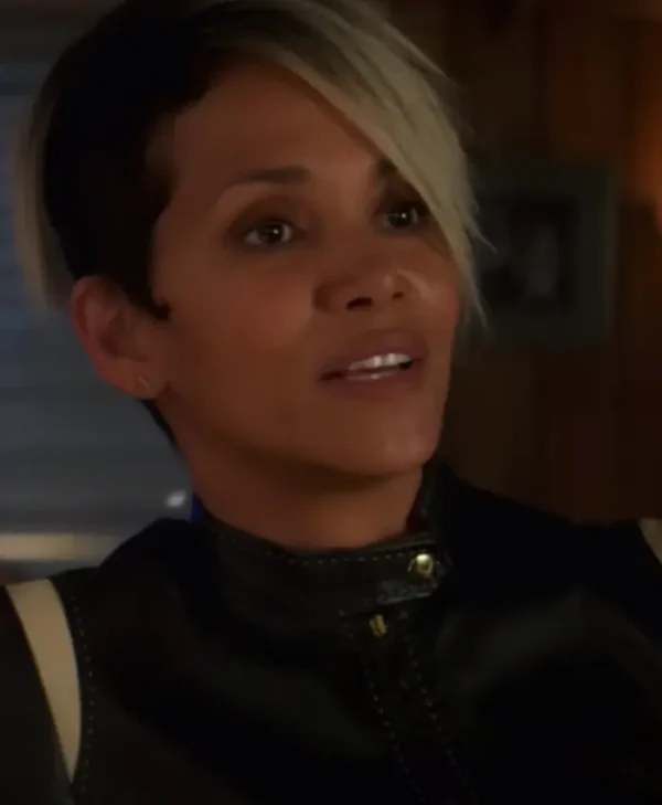 halle berry black biker jacket the union 2024 face