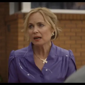 juddy bissett purple peplum polyester jacket half sleeves talking