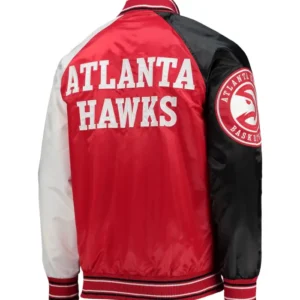 mens atlanta hawks red starter varsity jacket back