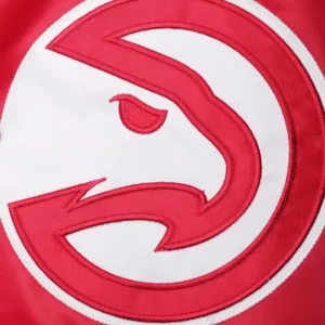 mens atlanta hawks red starter varsity jacket logo