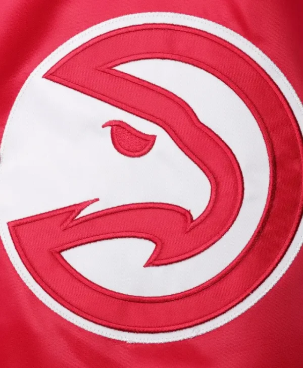 mens atlanta hawks red starter varsity jacket logo