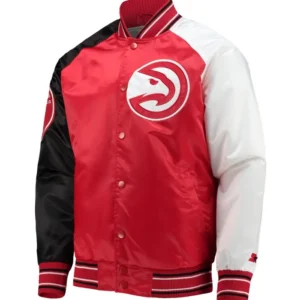 mens atlanta hawks red starter varsity jacket main