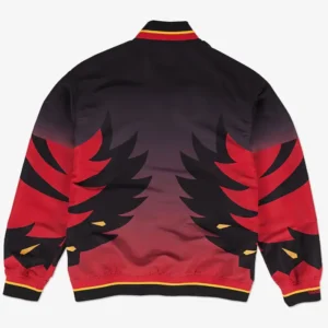 mens black atlanta hawks snap warmup jacket back