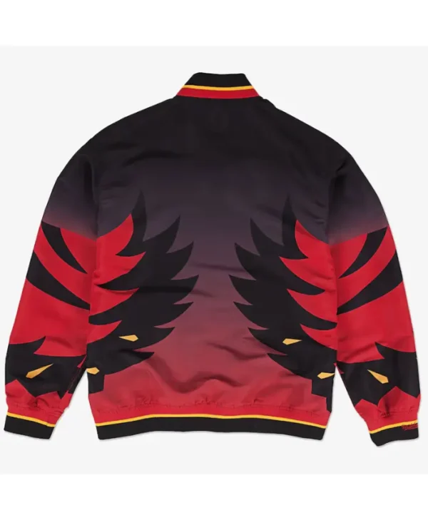 mens black atlanta hawks snap warmup jacket back