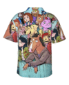 mens short sleeves colorful bojack horseman hawaiian shirt back