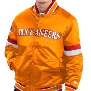 mens tampa bay buccaneers orange starter jacket front