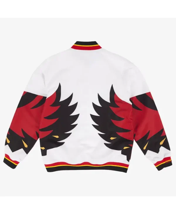 mens white atlanta hawks 1995 varsity jacket back
