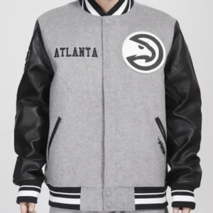 pro standard black hawks varsity jacket main