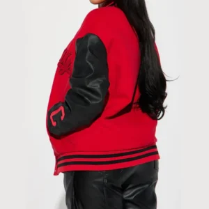red chicago town womens graffiti bomber jacket back