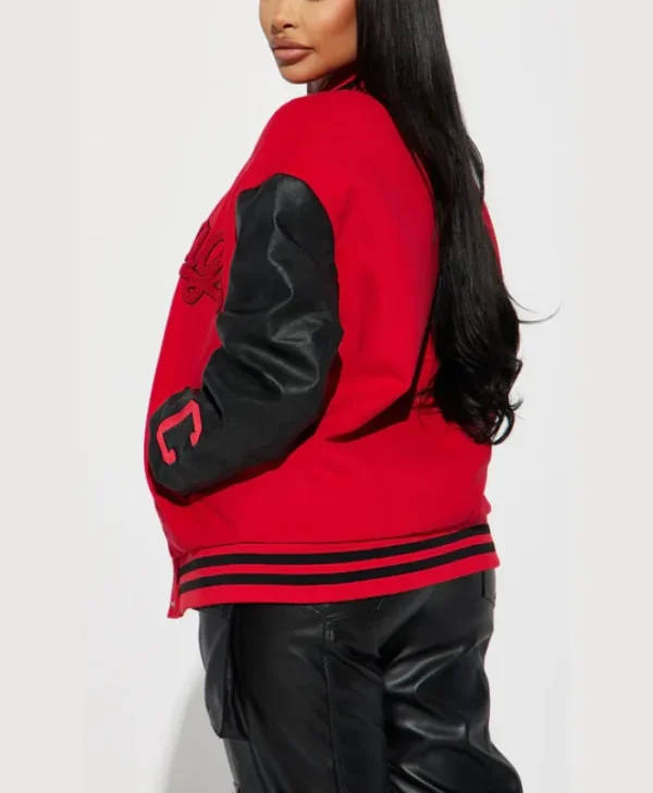 red chicago town womens graffiti bomber jacket back