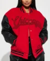 red chicago town womens graffiti bomber jacket main