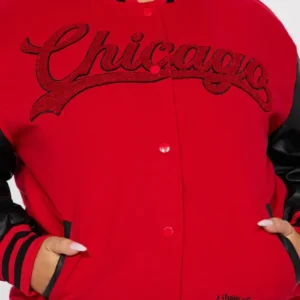 red chicago town womens graffiti bomber jacket patched